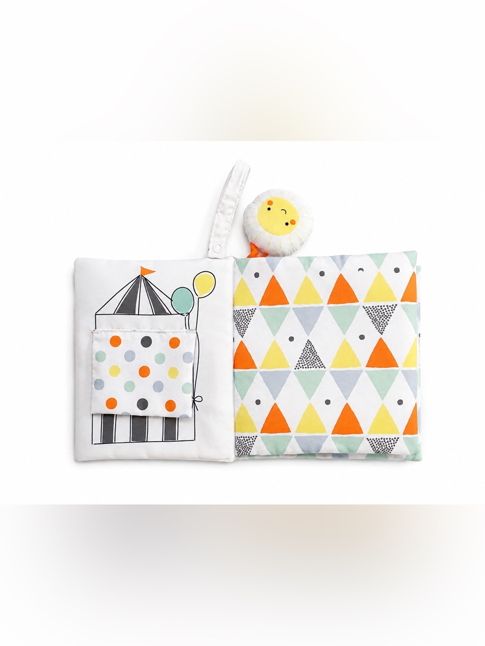 cloud island Triangle & Dot Activity Bib in Orange, Yellow, Mint, Gray, White